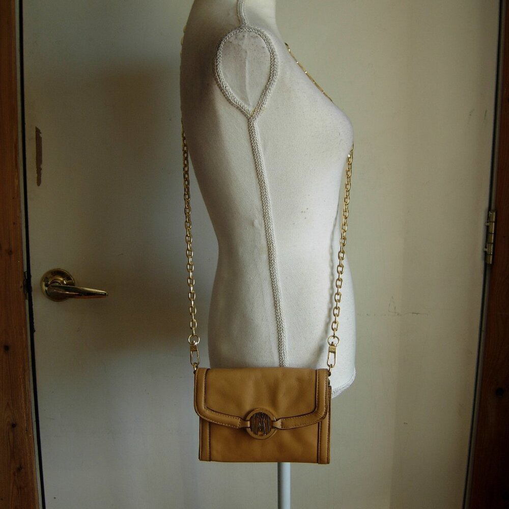 Antonia Melani Leather Tina Crossbody Shoulder Bag Tan